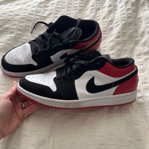 Nike Men’s Air 1 Jordan Low top SE red black and white sneakers